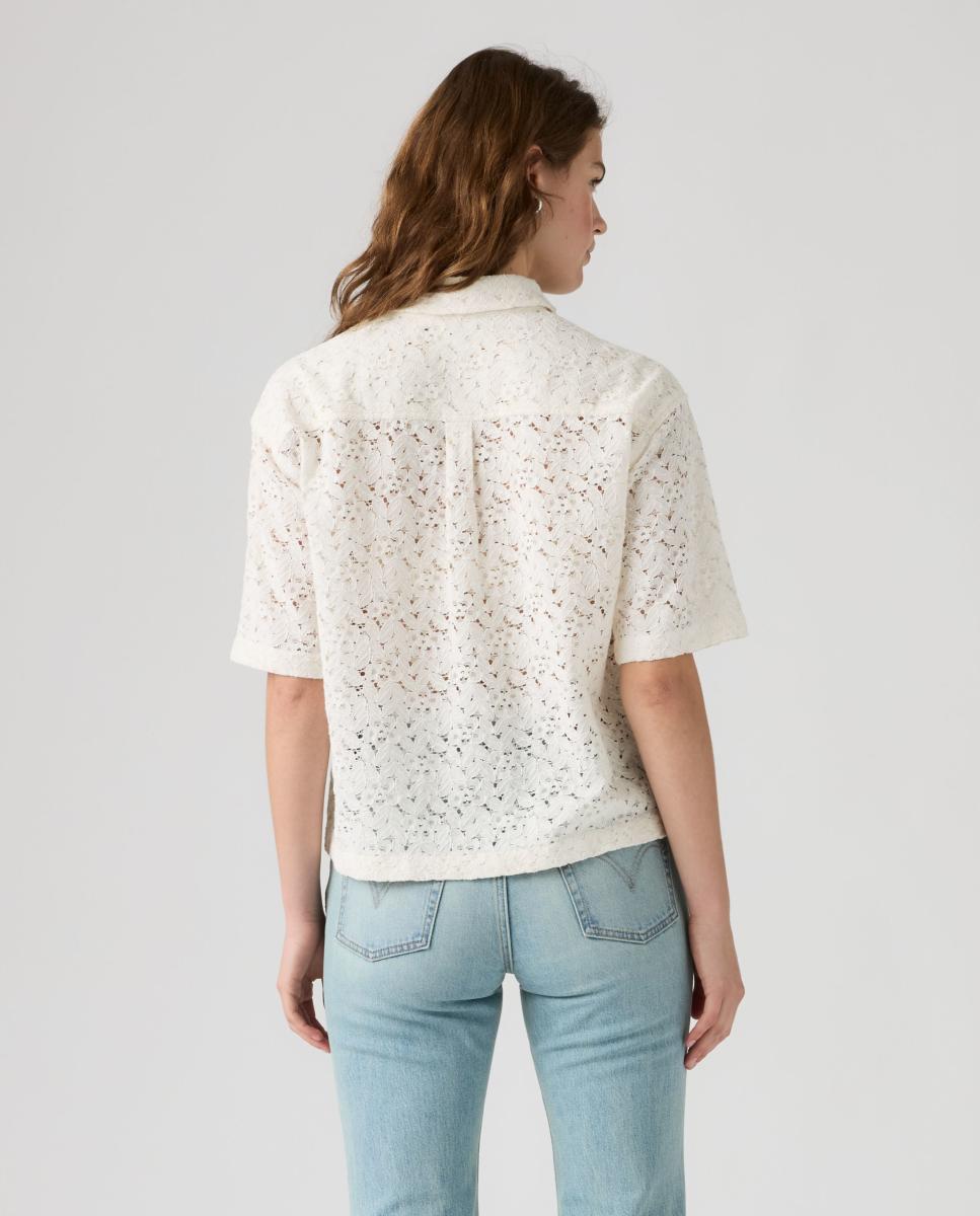 Camisa de mulher com manga curta Creme-2