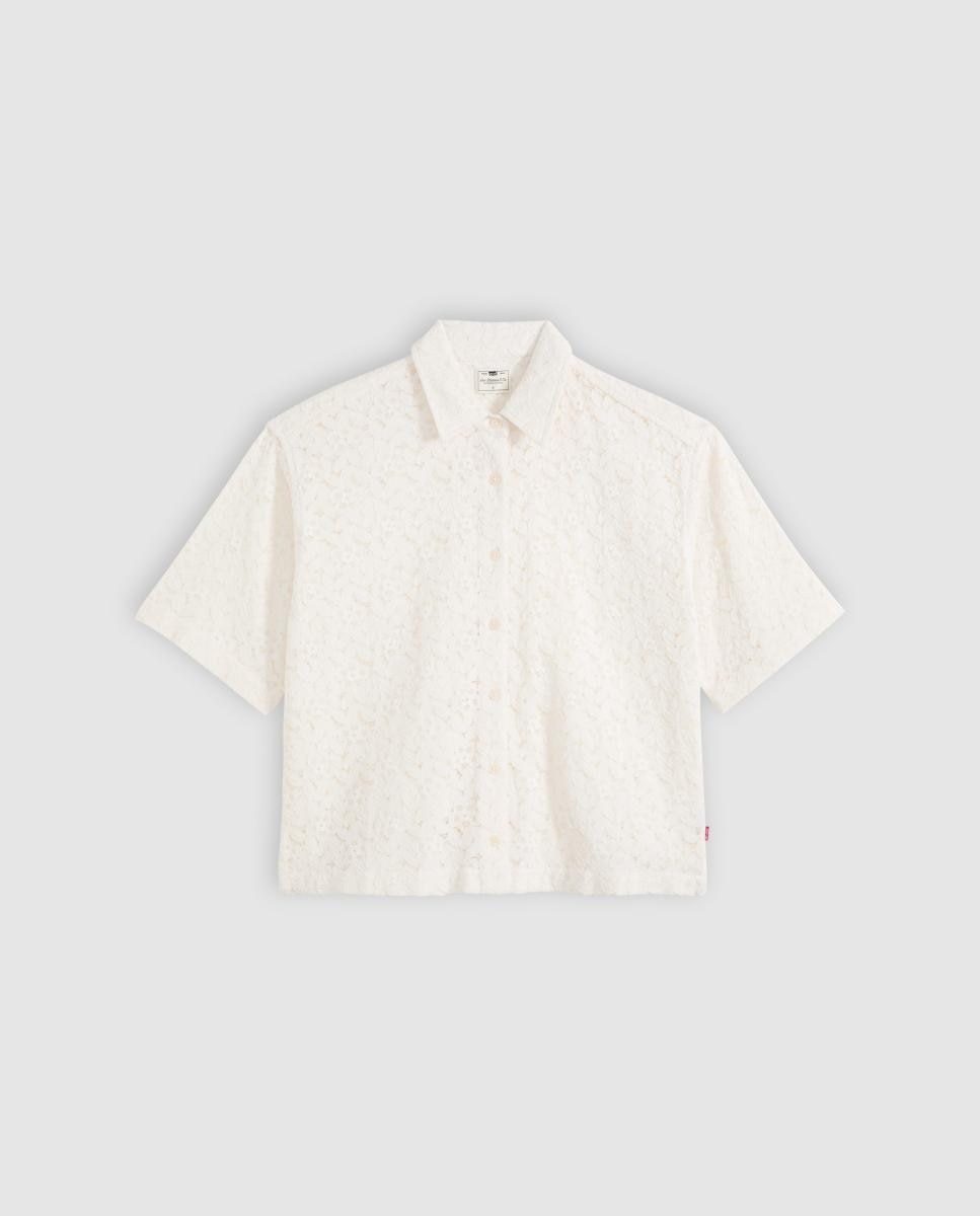 Camisa de mulher com manga curta Creme-5