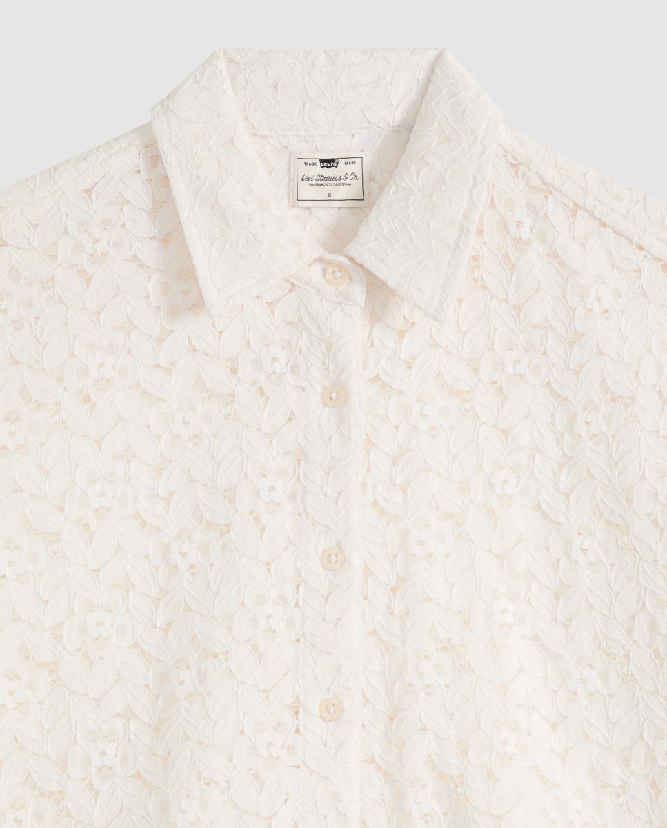 Camisa de mulher com manga curta Creme-6