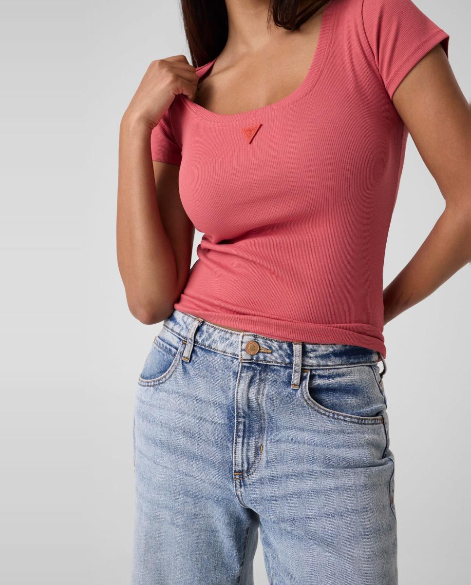 Camiseta de manga corta de mujer - Guess - Rojo Rojo-4