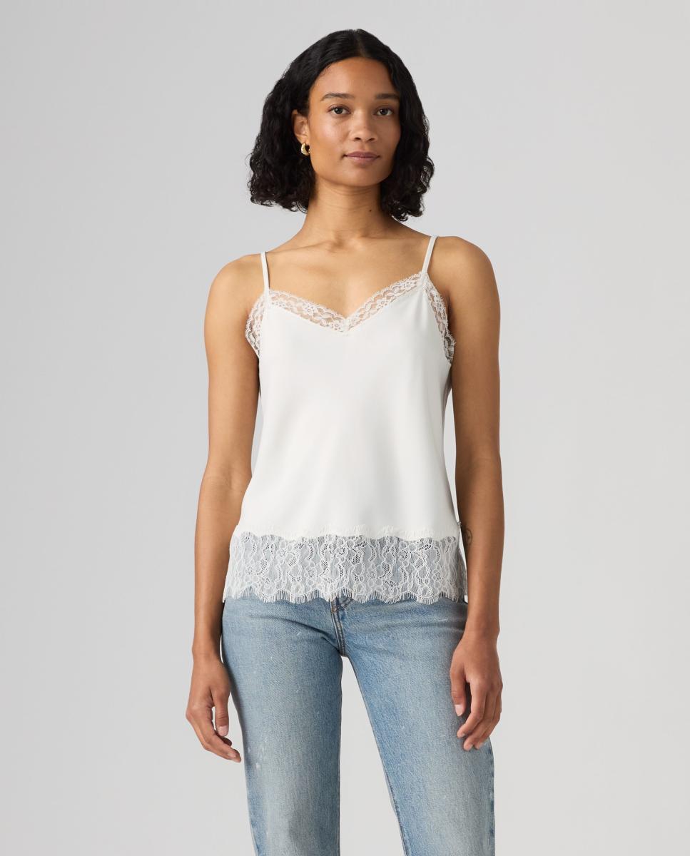Imagen 0 de Top de mujer de tirantes con encajes Crema