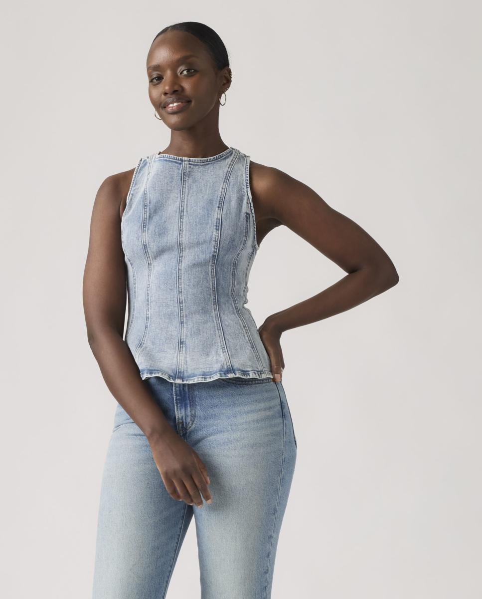 Imagem 0 de Camisa de ganga sem mangas