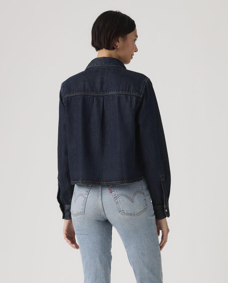 Camisa de Ganga Cropped Azul-índigo-2