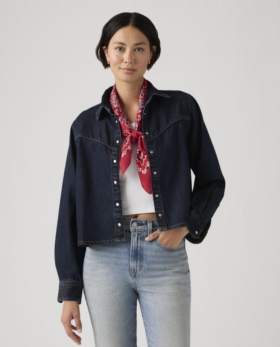 Camisa de Ganga Cropped Azul-índigo-4