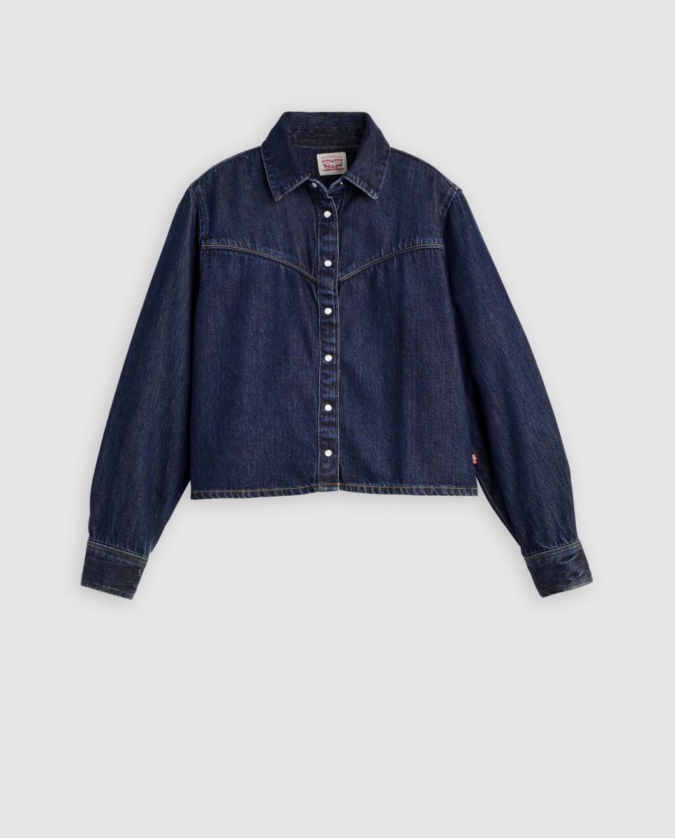 Camisa de Ganga Cropped Azul-índigo-5