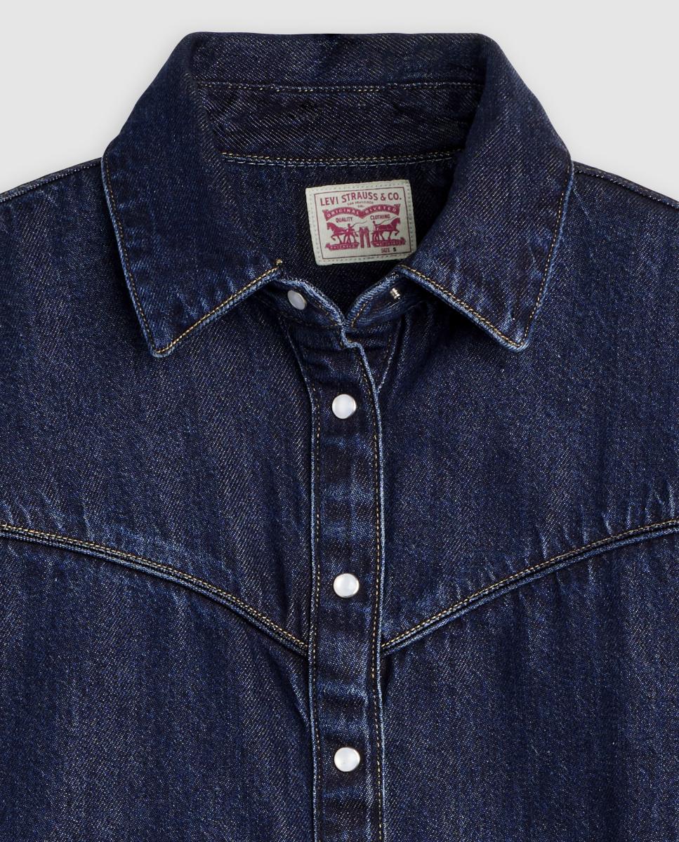 Camisa de Ganga Cropped Azul-índigo-6