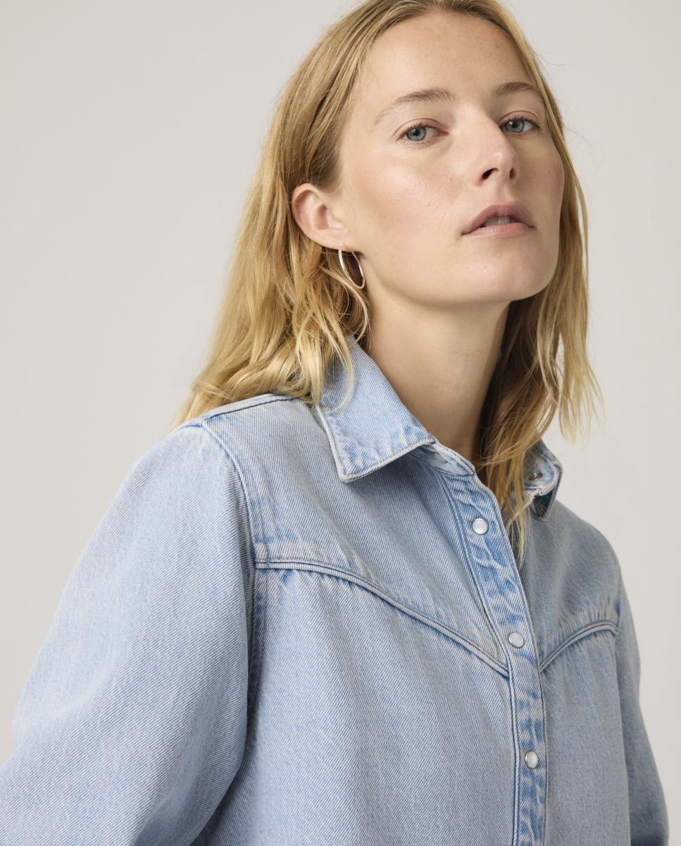Camisa de Ganga Cropped Azul-claro-3