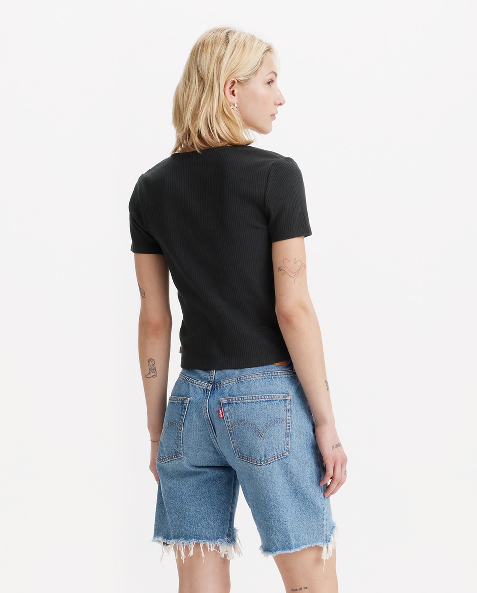 T-shirt de mulher com manga curta Preto-2