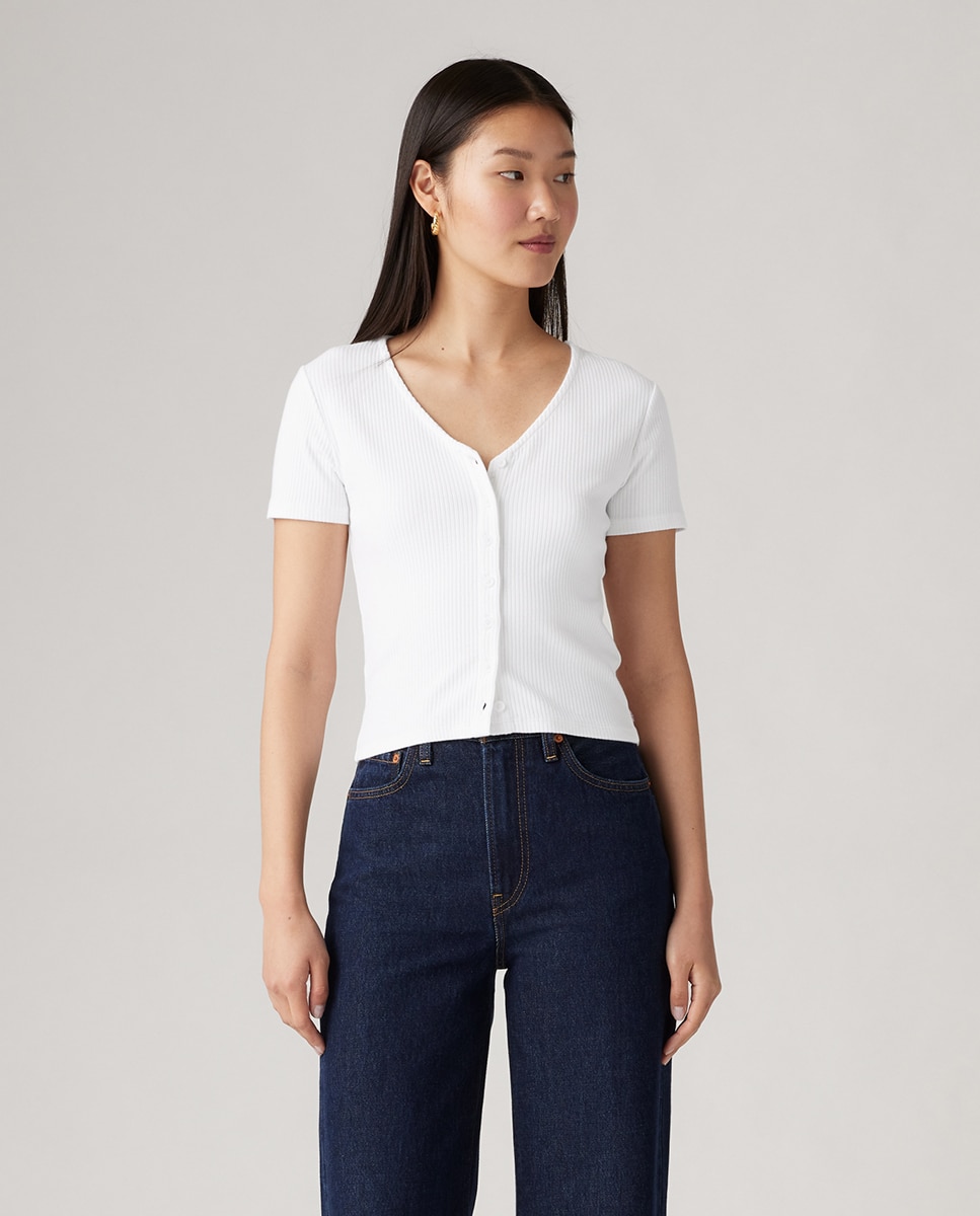 T-shirt de mulher com manga curta Branco-1