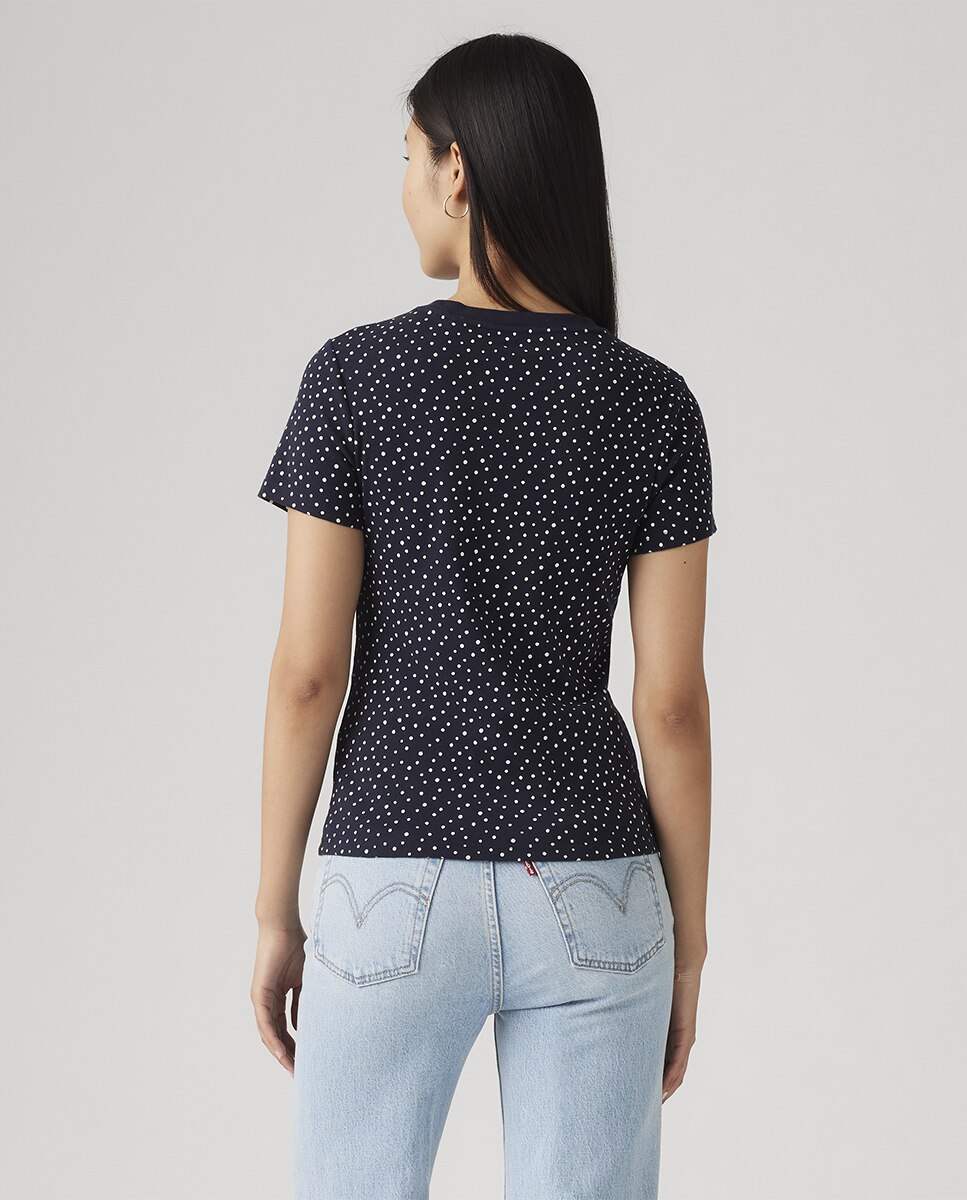 T-shirt de mulher com manga curta e decote redondo Preto-2