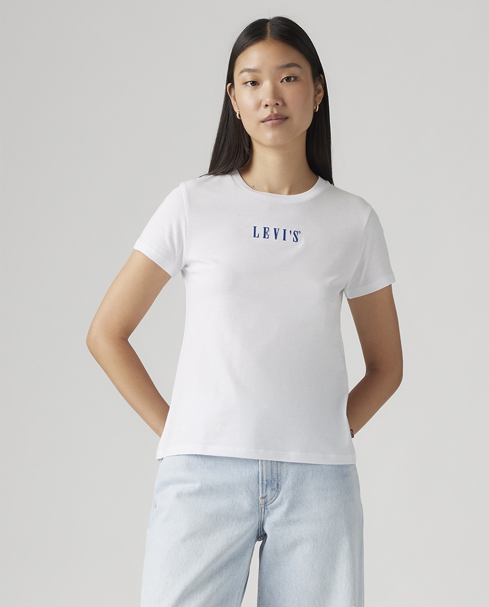 T-shirt de mulher com manga curta e decote redondo Branco-gelo-1