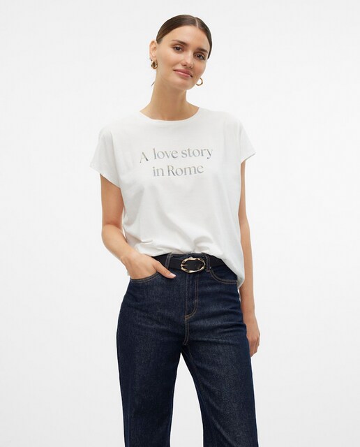 Imagen 0 de Camiseta básica de mujer con texto frontal