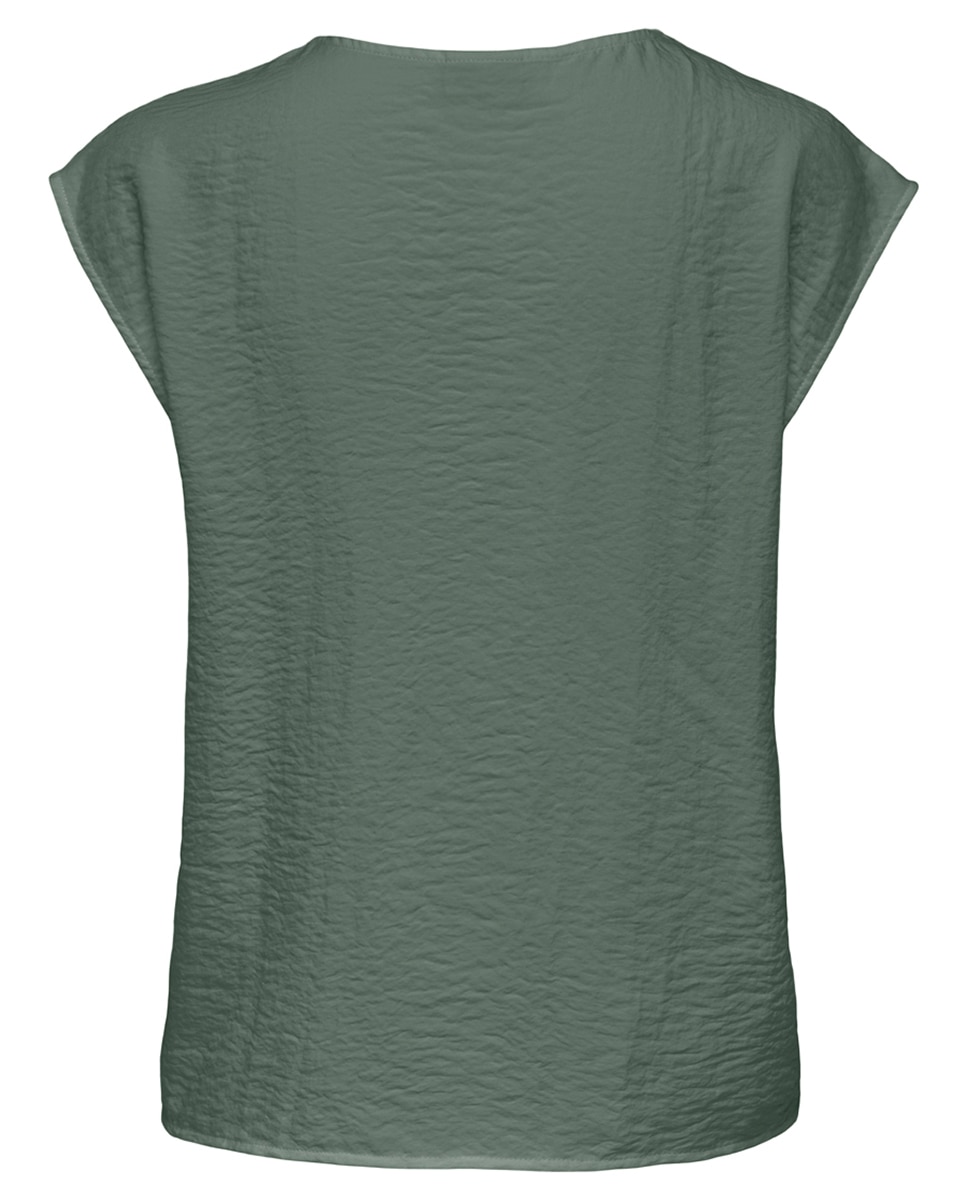 T-shirt de mulher com manga curta e decote em bico Verde-4