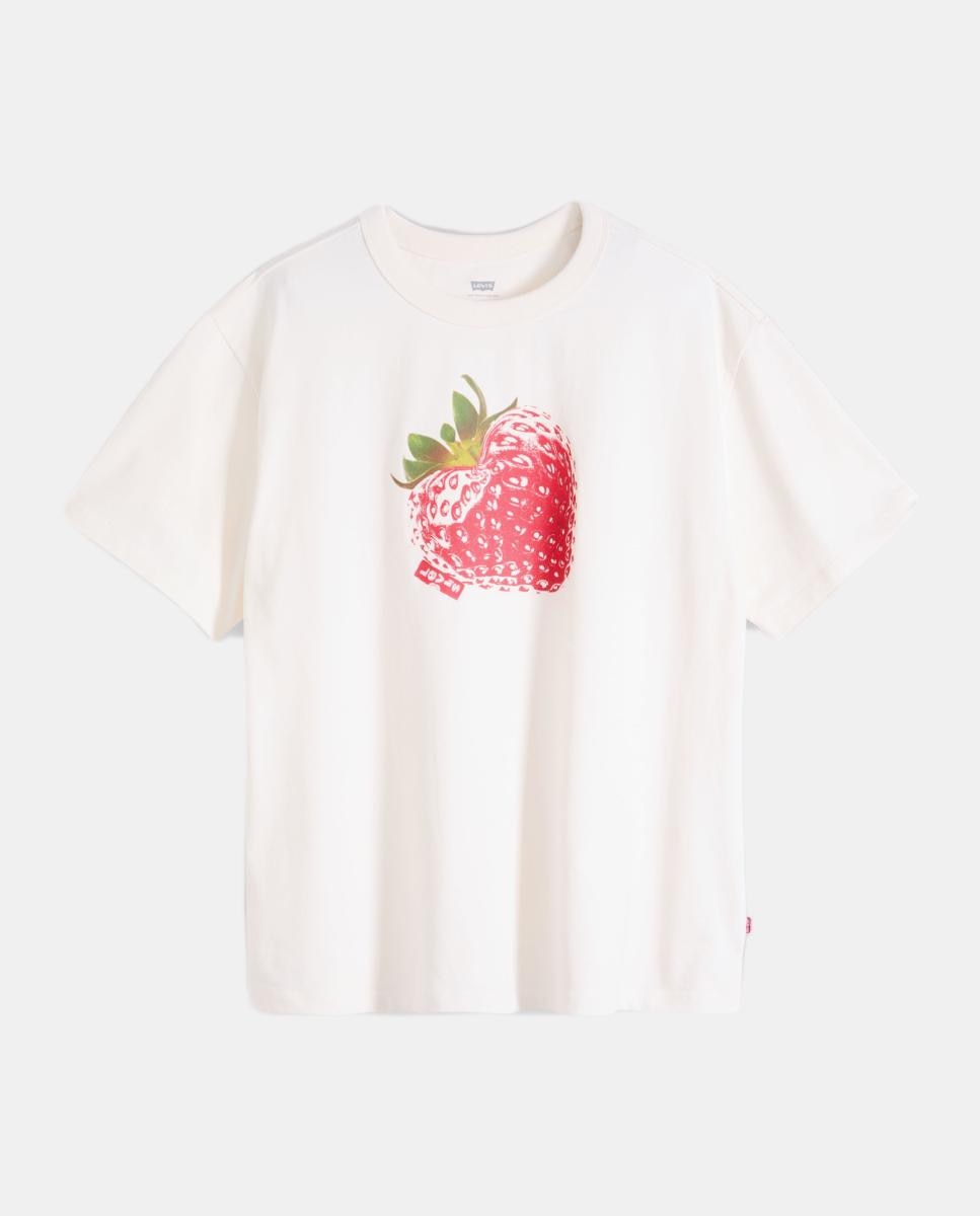 T-shirt de mulher com manga curta e decote redondo Creme-5