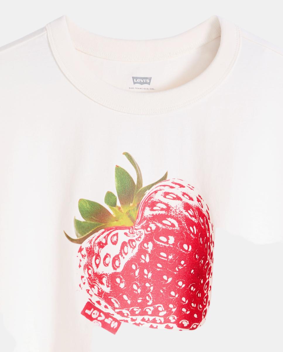 T-shirt de mulher com manga curta e decote redondo Creme-6