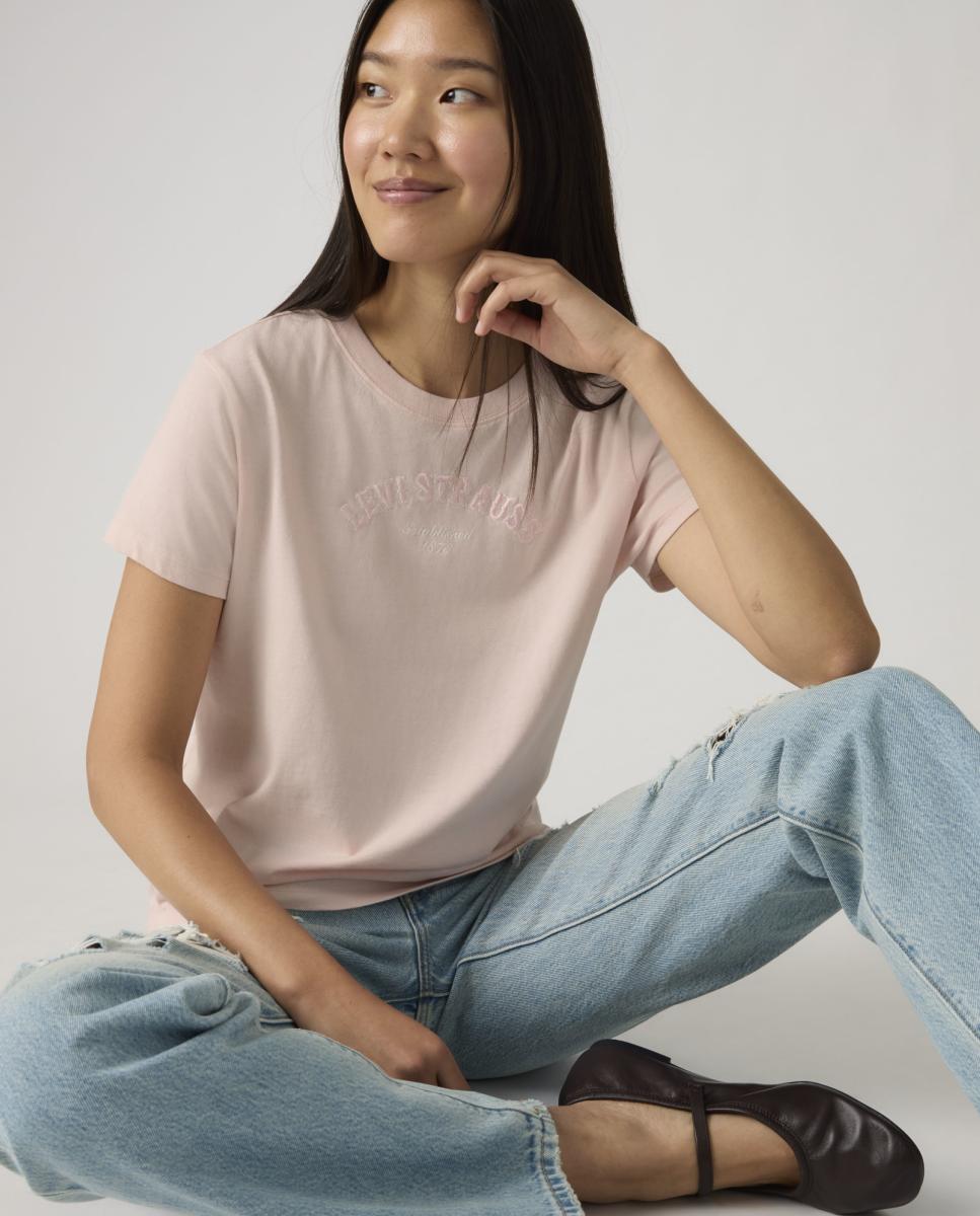 T-shirt de mulher com manga curta e decote redondo Rosa-claro-3