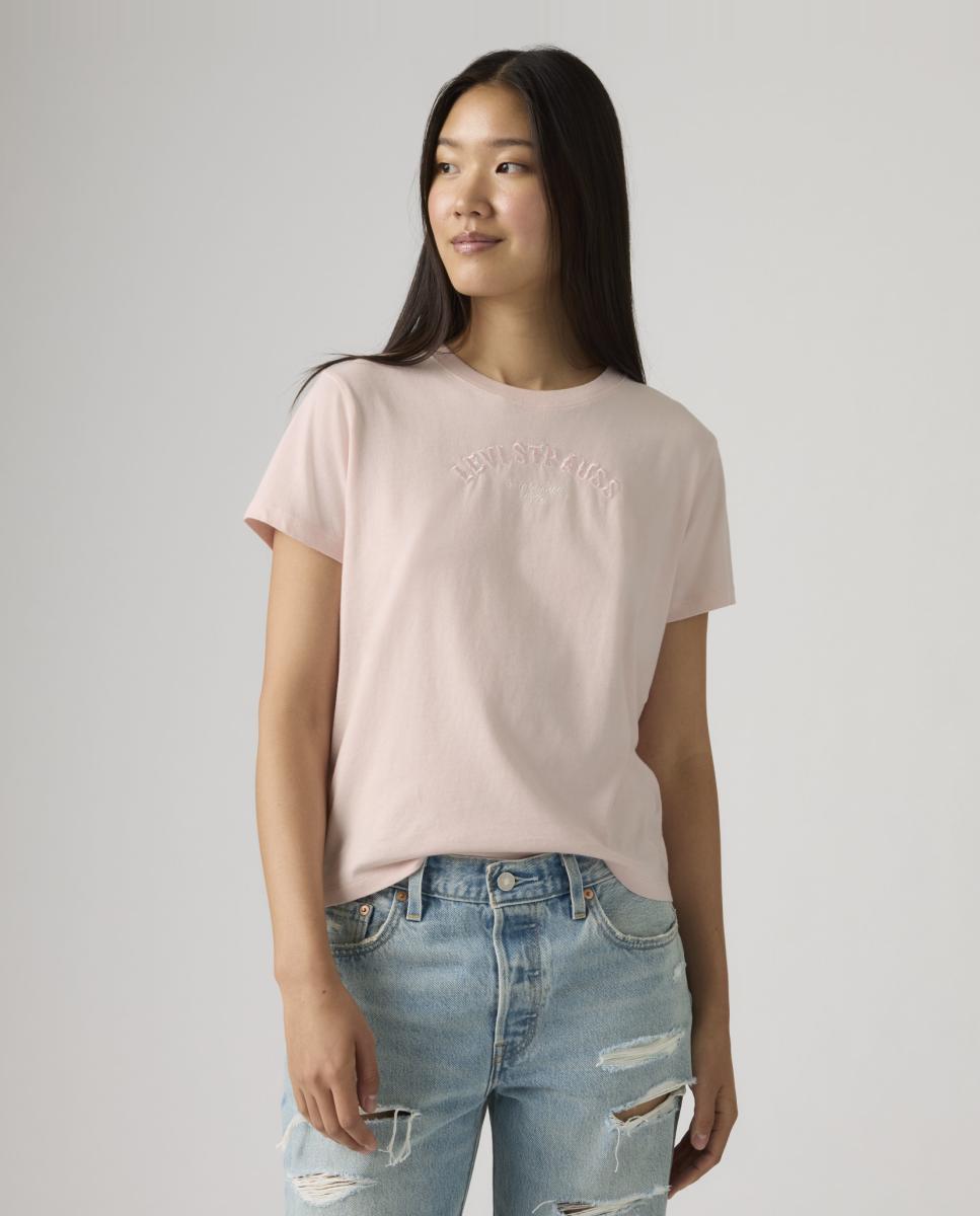 T-shirt de mulher com manga curta e decote redondo Rosa-claro-4