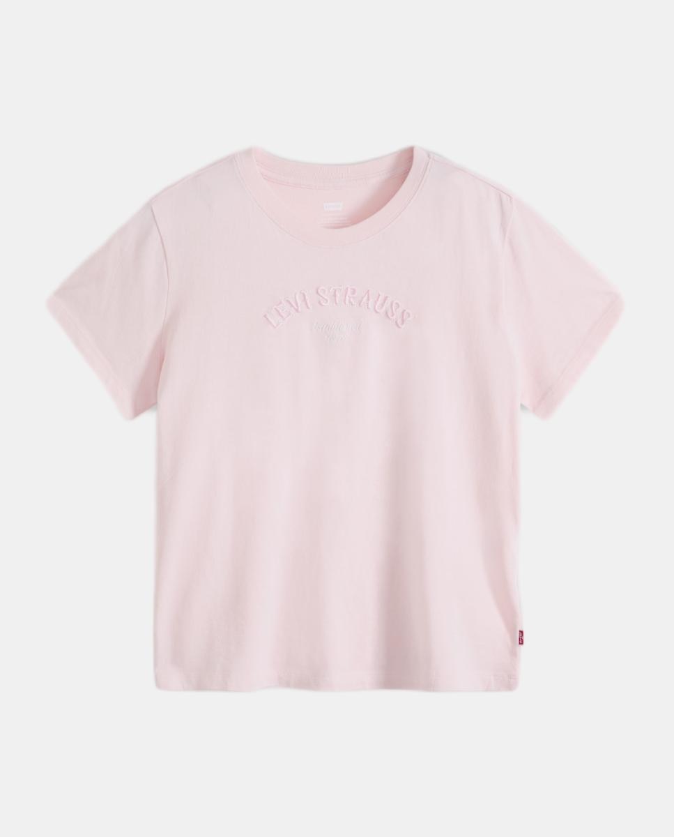 T-shirt de mulher com manga curta e decote redondo Rosa-claro-5
