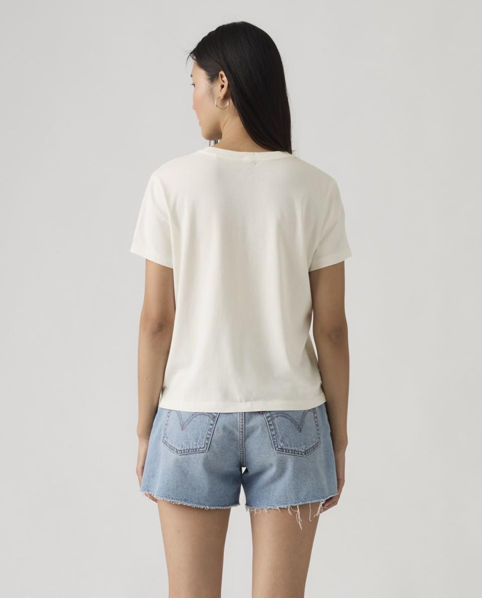 T-shirt de mulher com manga curta e decote redondo Creme-2