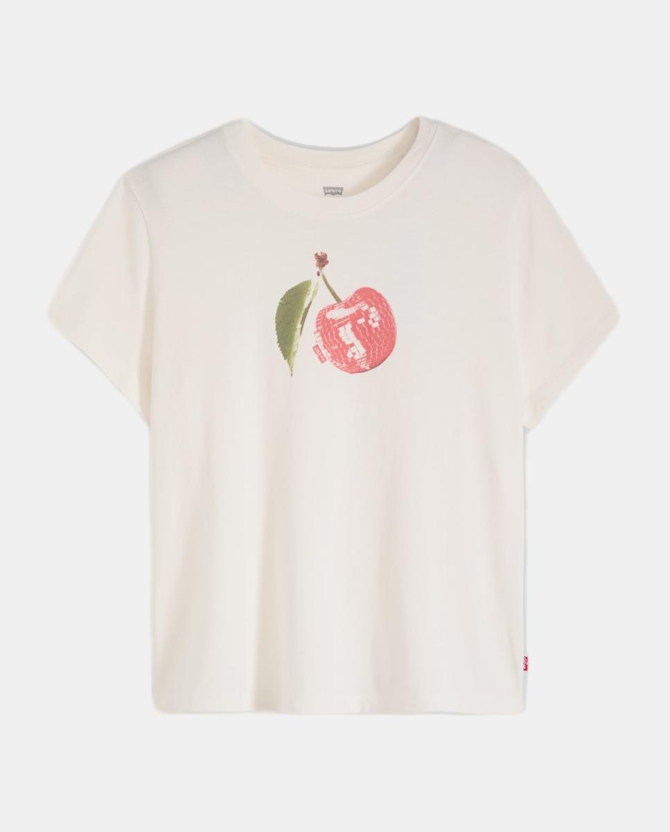 T-shirt de mulher com manga curta e decote redondo Creme-5