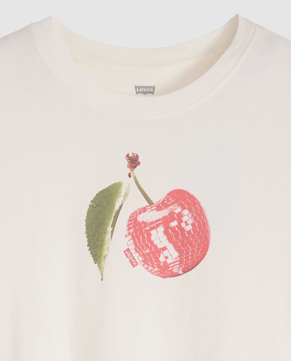 T-shirt de mulher com manga curta e decote redondo Creme-6