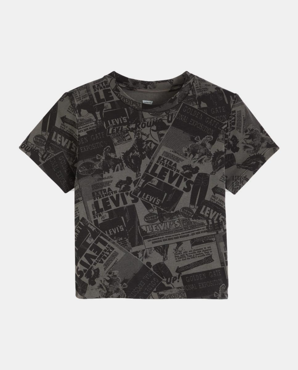 T-shirt Cropped com Manga Curta e Decote Redondo Preto-5