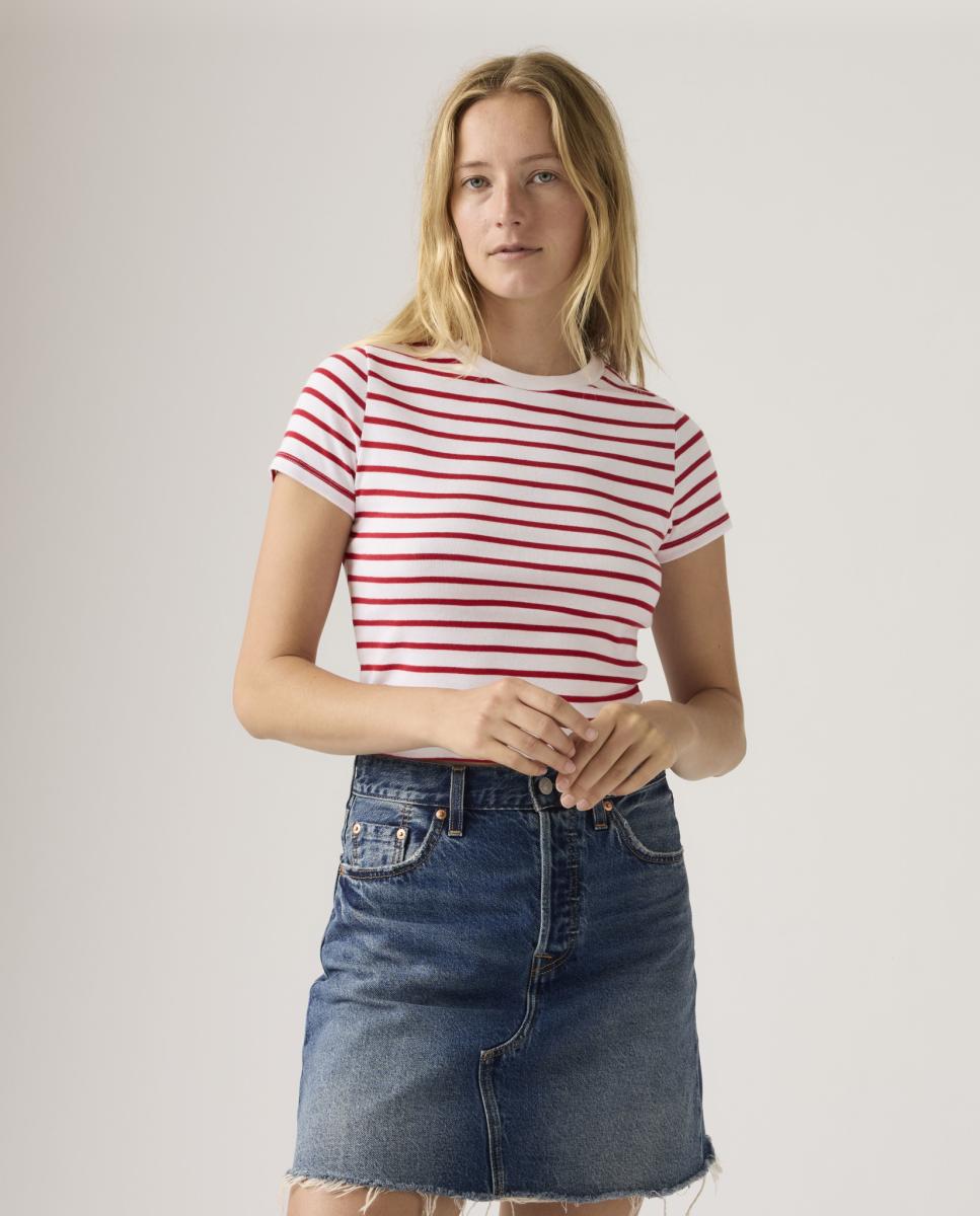 T-shirt de mulher crop de manga curta Multicolor-4