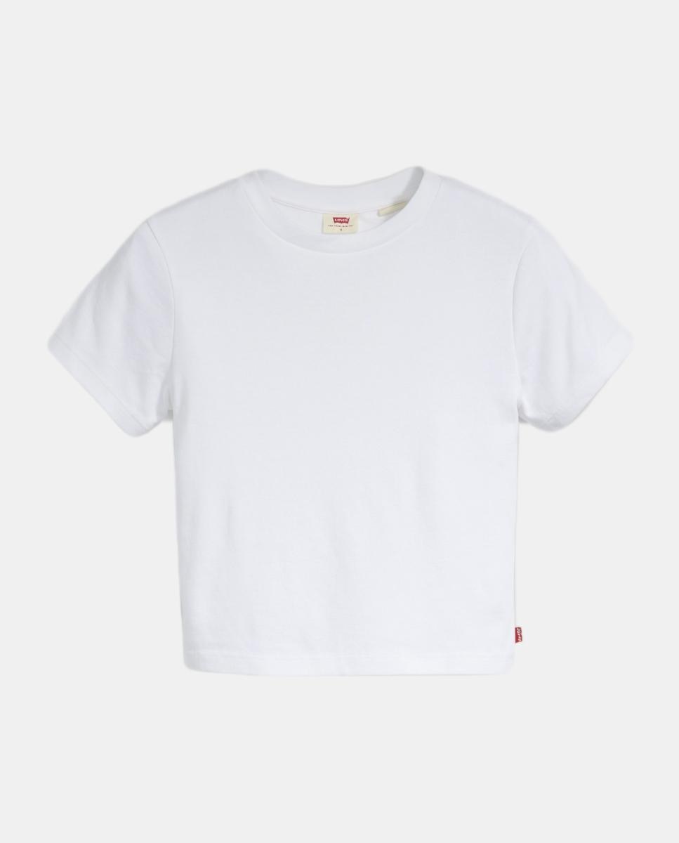 T-shirt de mulher crop de manga curta Branco-5