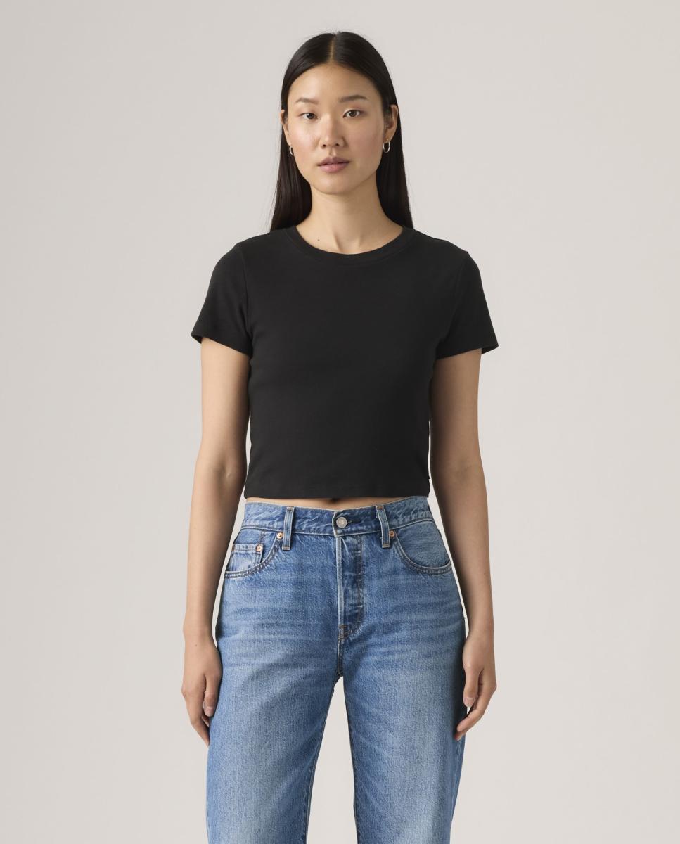 Imagem 0 de T-shirt de mulher crop de manga curta