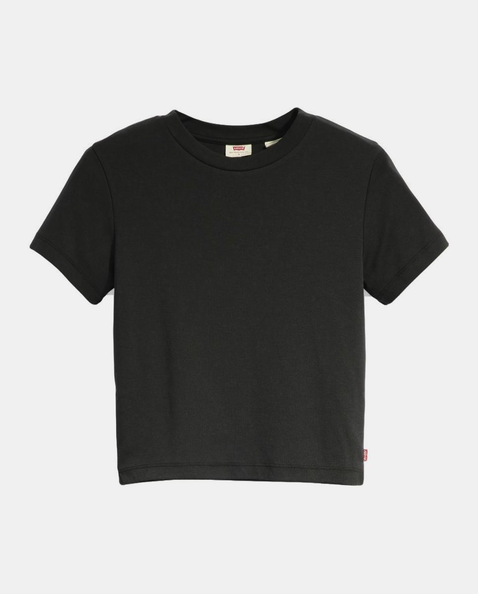 T-shirt de mulher crop de manga curta Preto-5