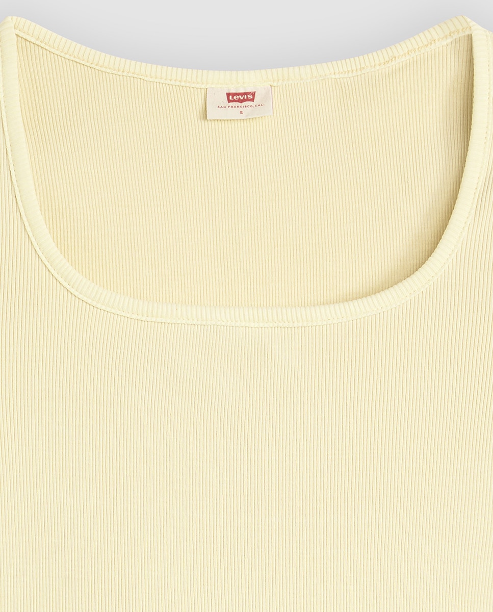 T-shirt de Manga Curta e Decote Quadrado Amarelo-6
