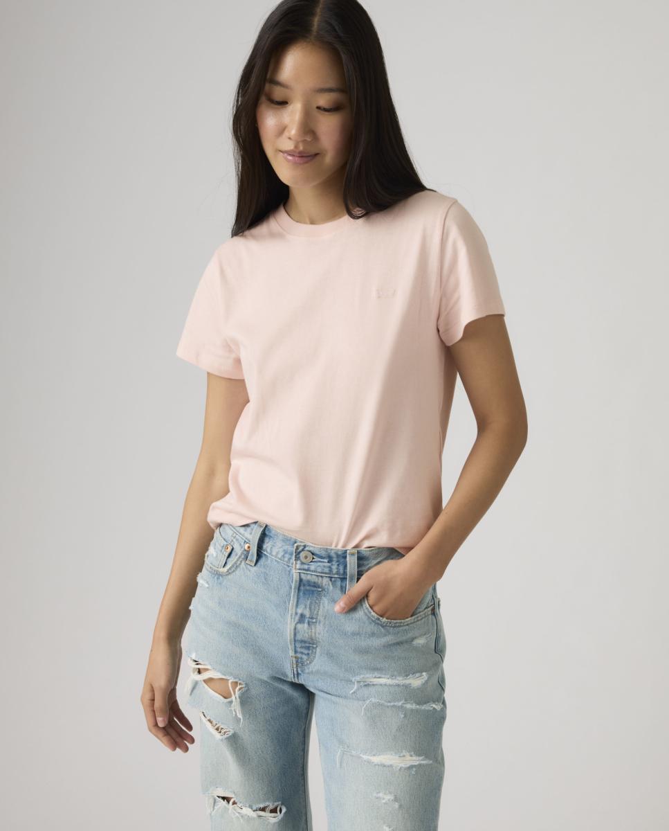 T-shirt de mulher de manga curta e decote redondo Rosa-claro-4
