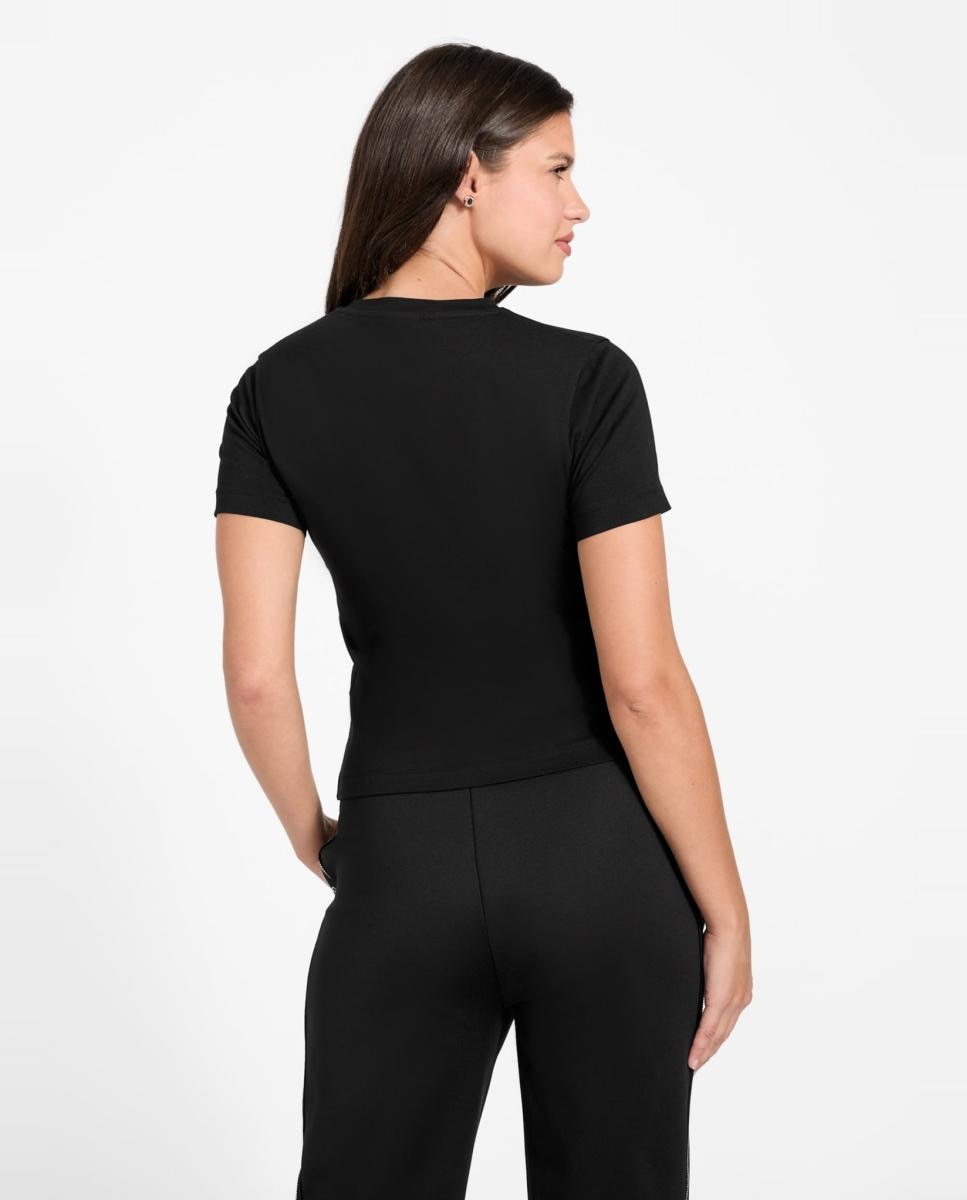 T-shirt de manga curta de mulher Preto-3