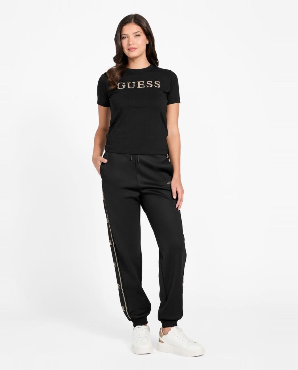 T-shirt de manga curta de mulher Preto-5