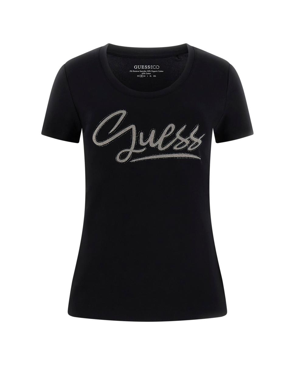 T-shirt de manga curta de mulher Preto-4
