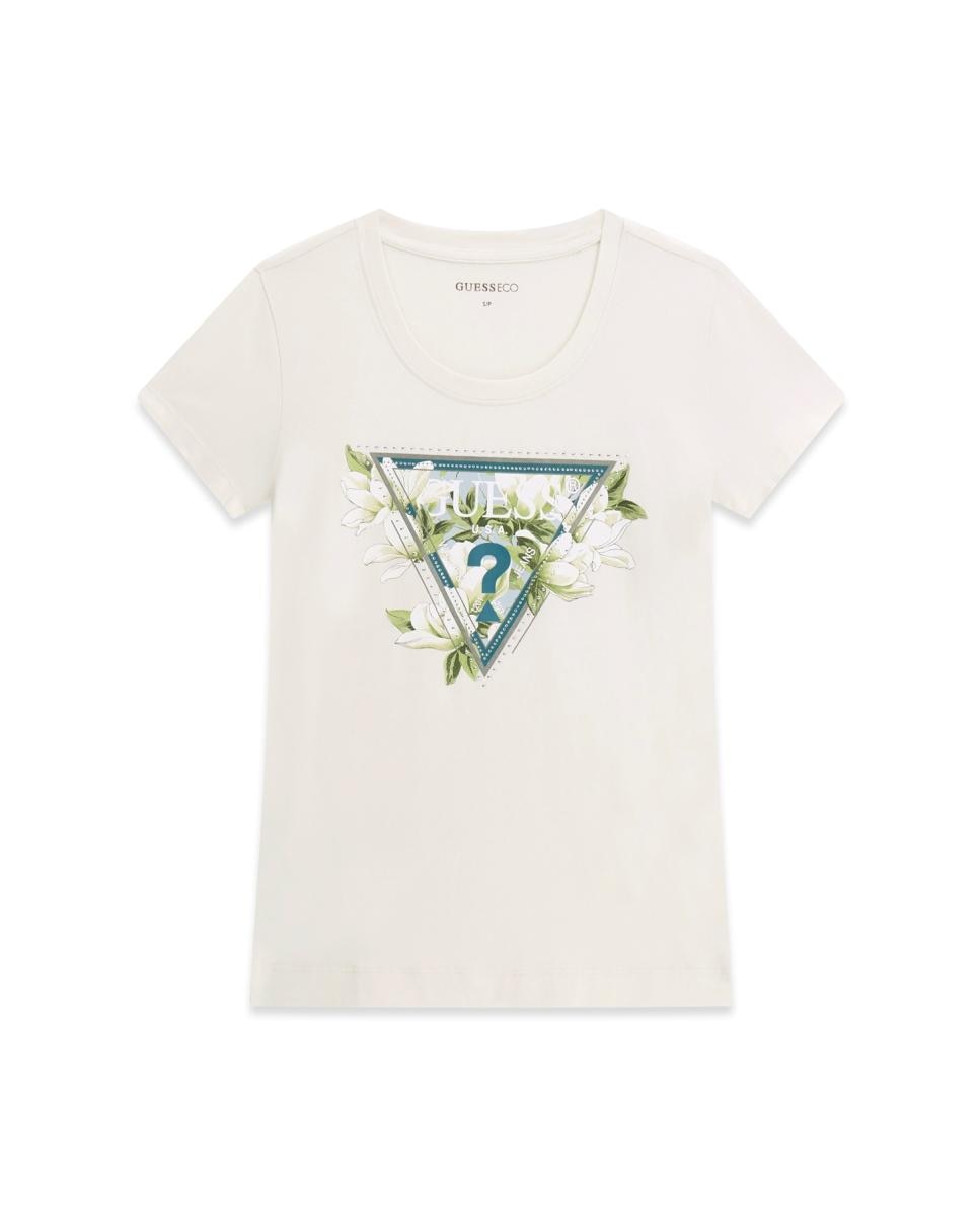 T-shirt de manga curta de mulher Creme-4