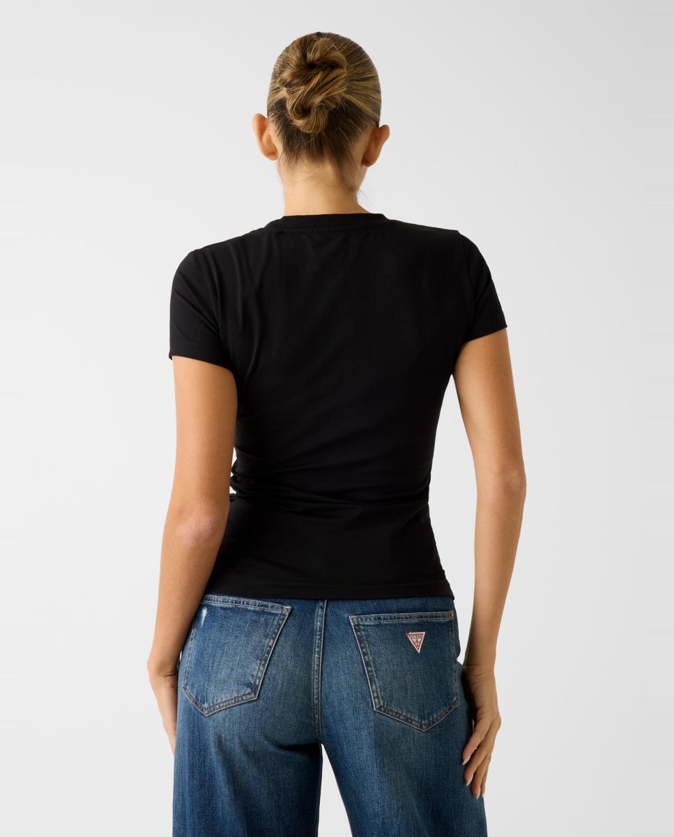 T-shirt de manga curta de mulher Preto-2