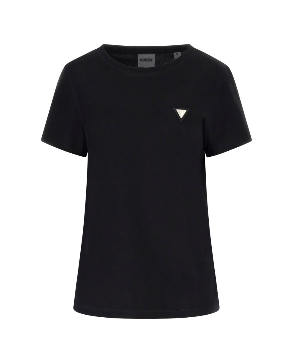 T-shirt de manga curta de mulher Preto-4