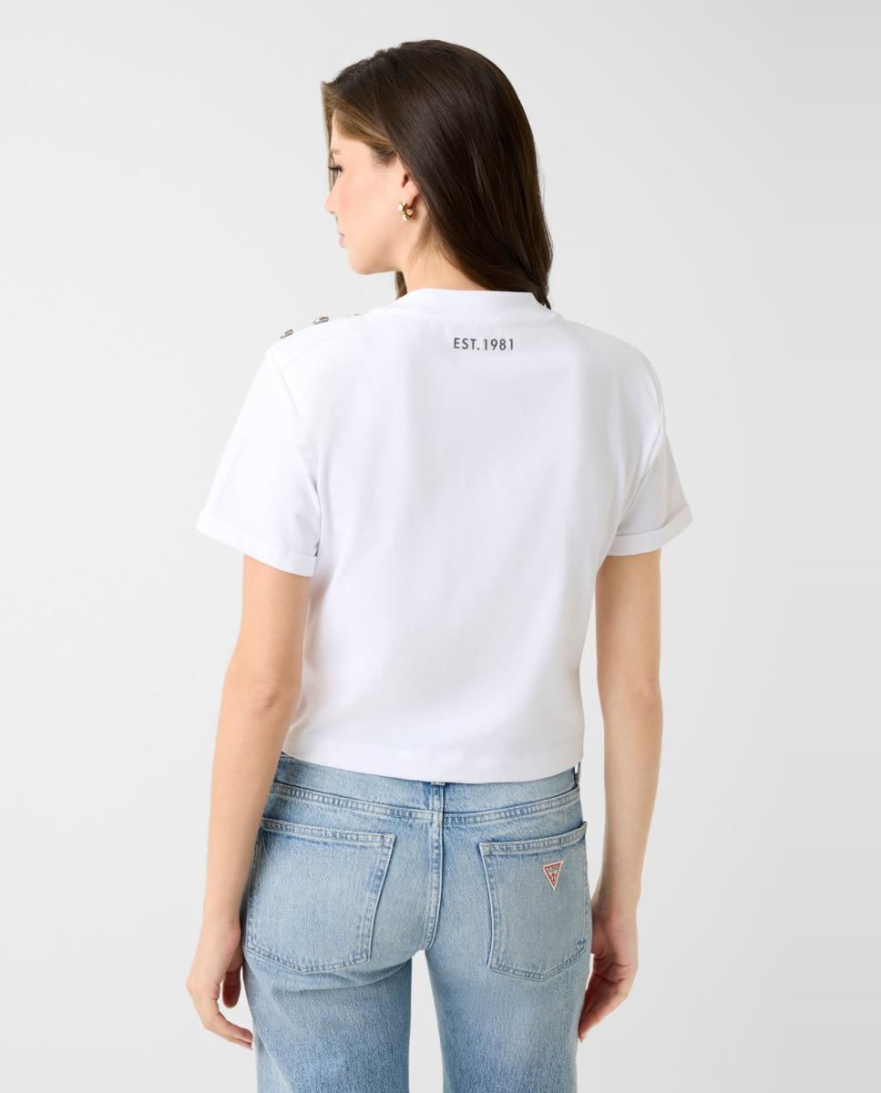T-shirt de manga curta de mulher Branco-3