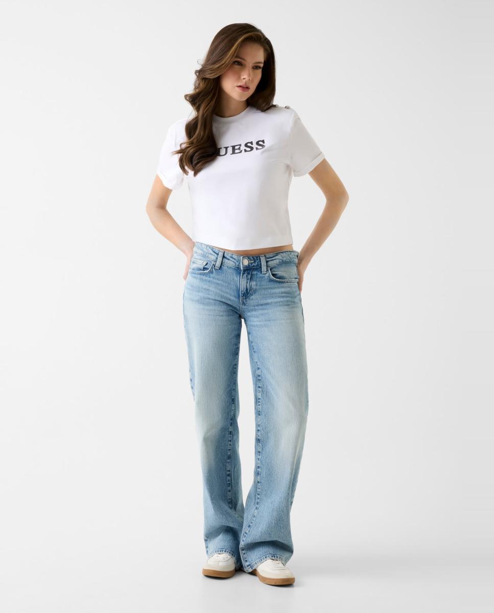 T-shirt de manga curta de mulher Branco-5