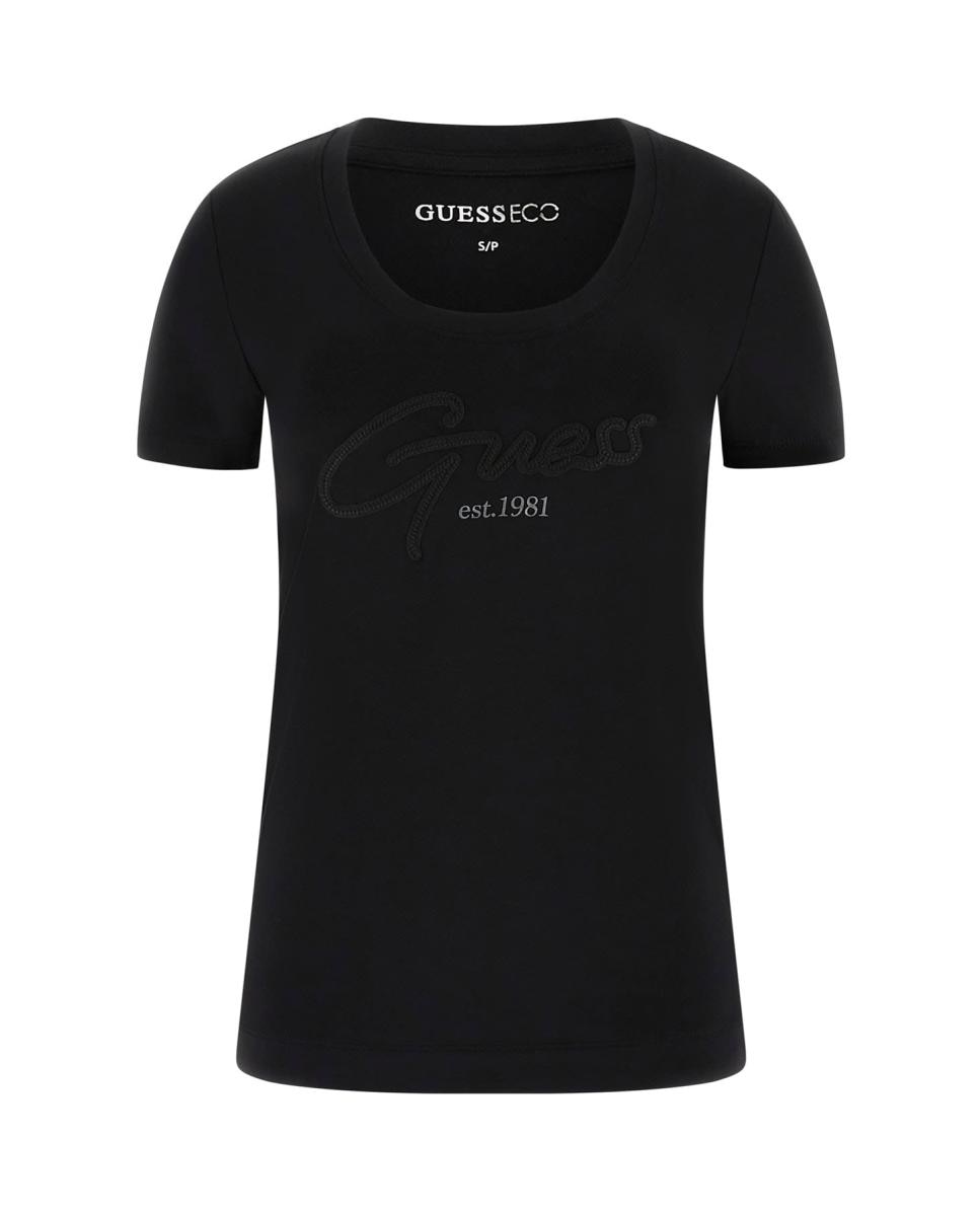 T-shirt de manga curta de mulher Preto-4