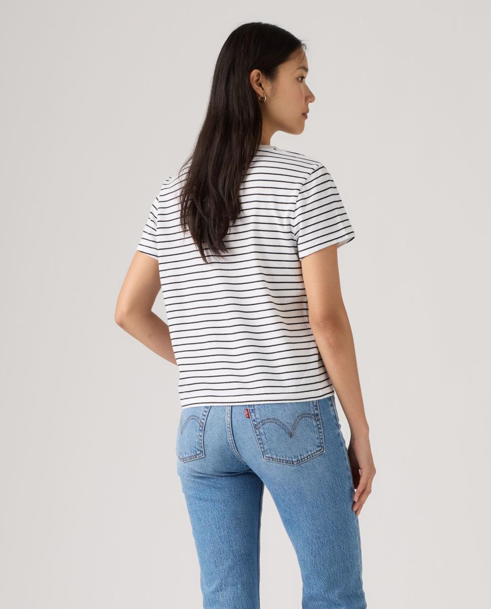 T-shirt de mulher com manga curta e decote em bico Multicolor-2