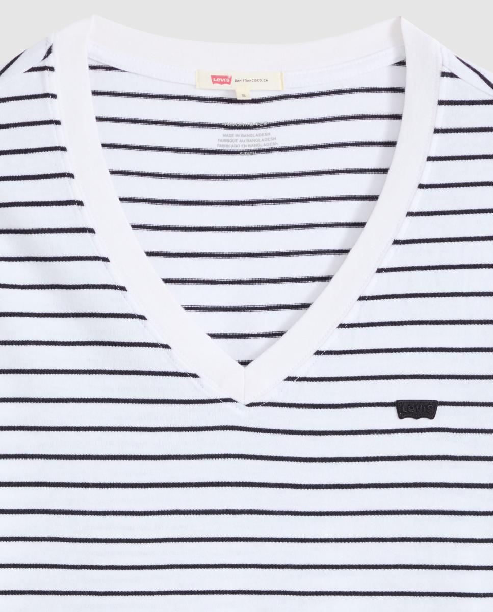 T-shirt de mulher com manga curta e decote em bico Multicolor-6