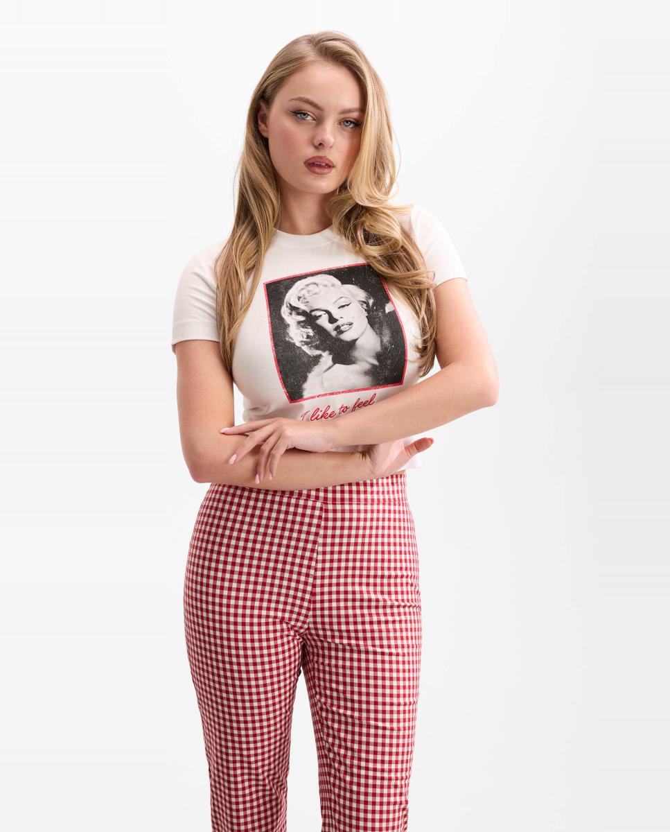 T-shirt de mulher com manga curta Branco-2