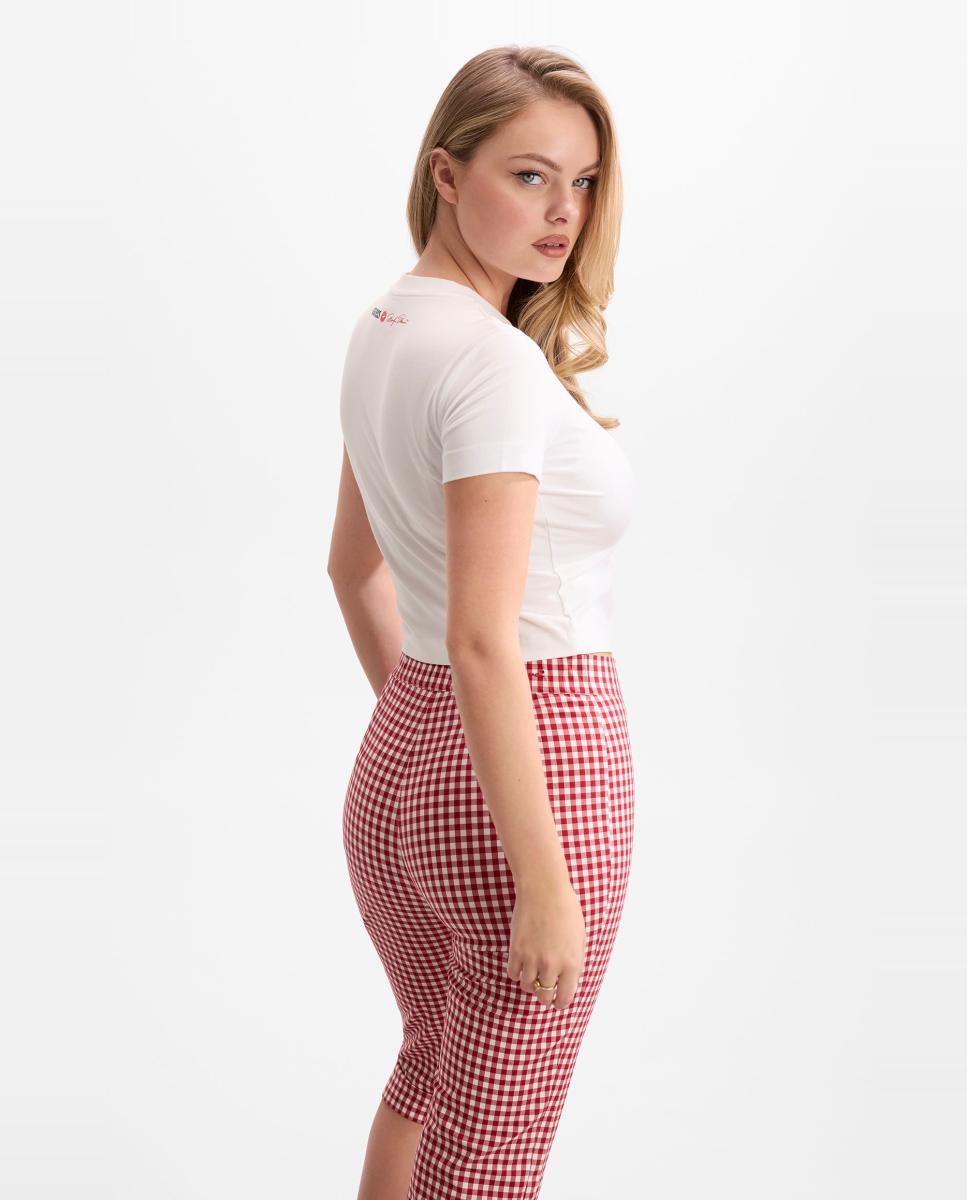 T-shirt de mulher com manga curta Branco-3