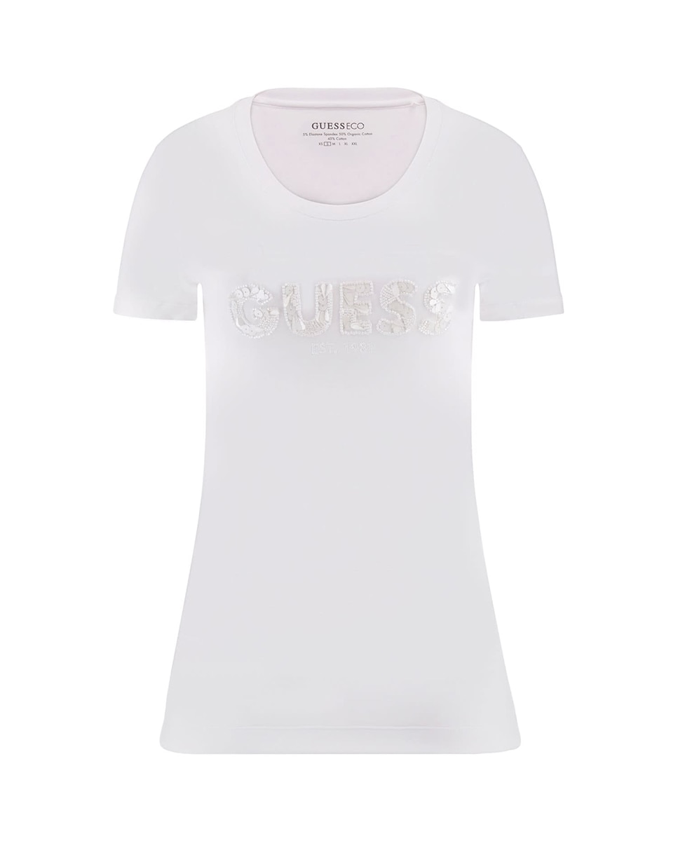 T-shirt de manga curta de mulher Branco-5