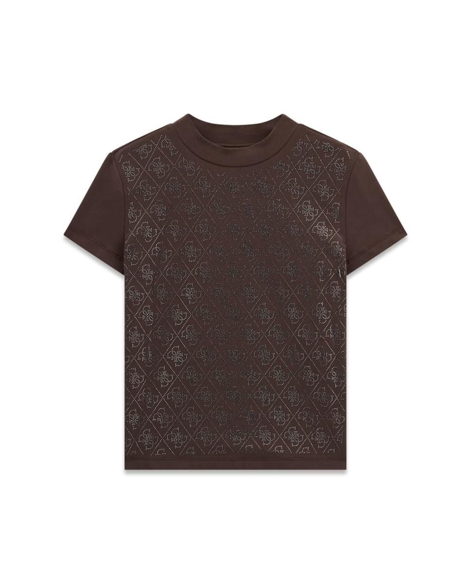 Camiseta de manga corta de mujer - Guess - Marrón Marrón-5