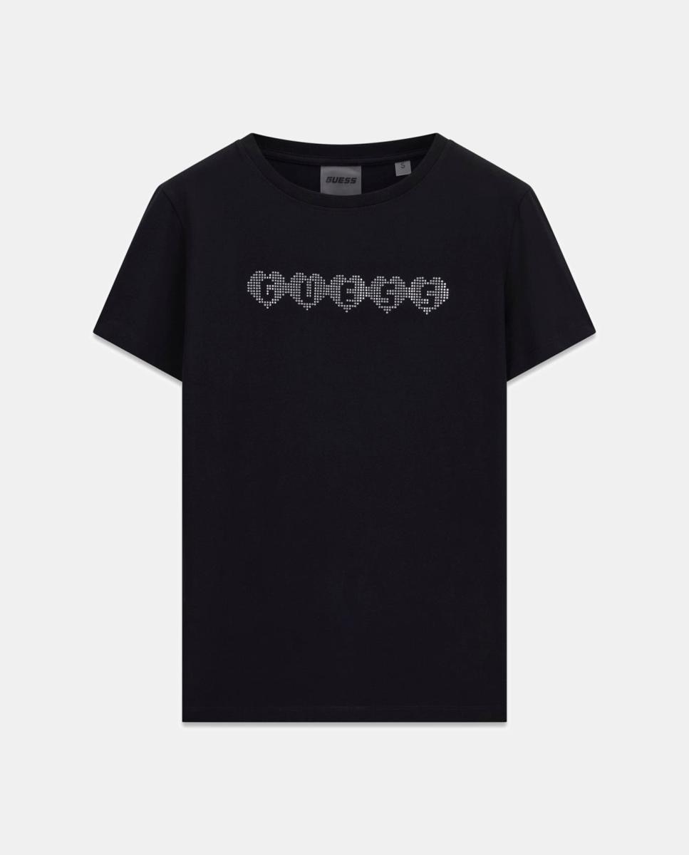T-shirt de manga curta de mulher Preto-4
