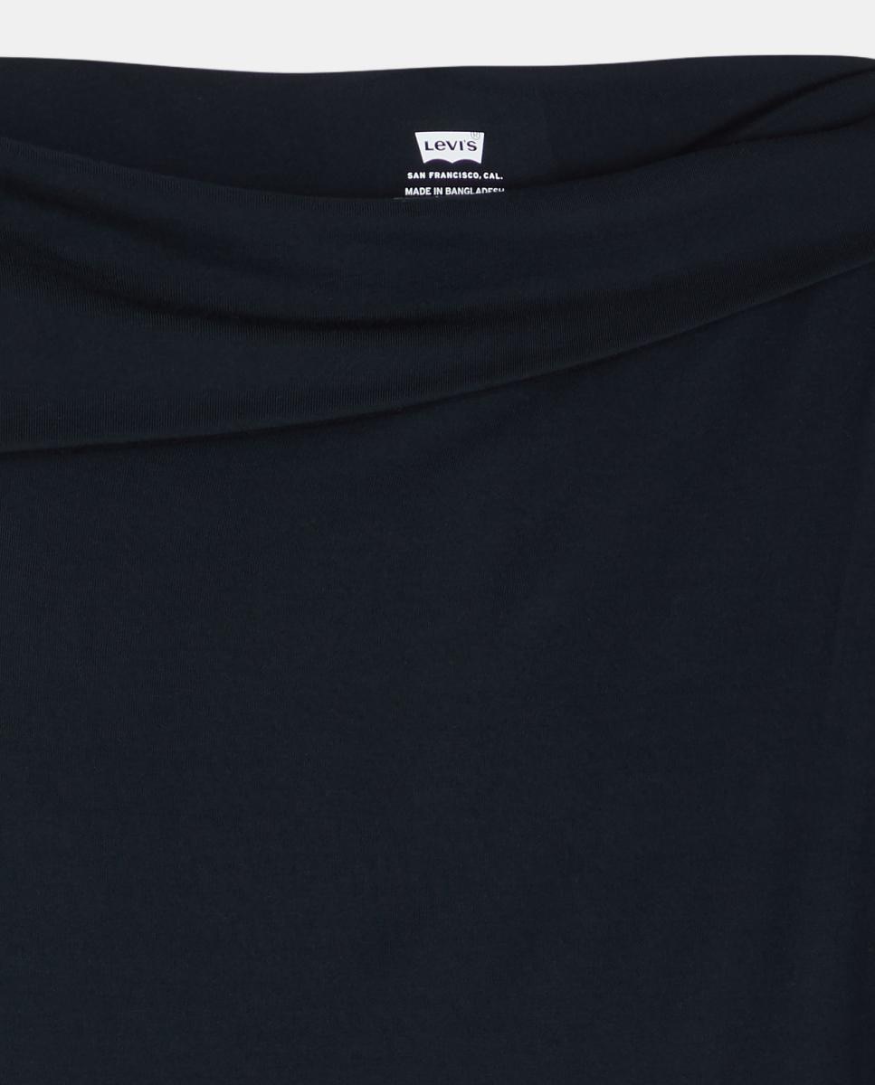 Camisola com Manga Comprida e Gola Assimétrica Preto-6