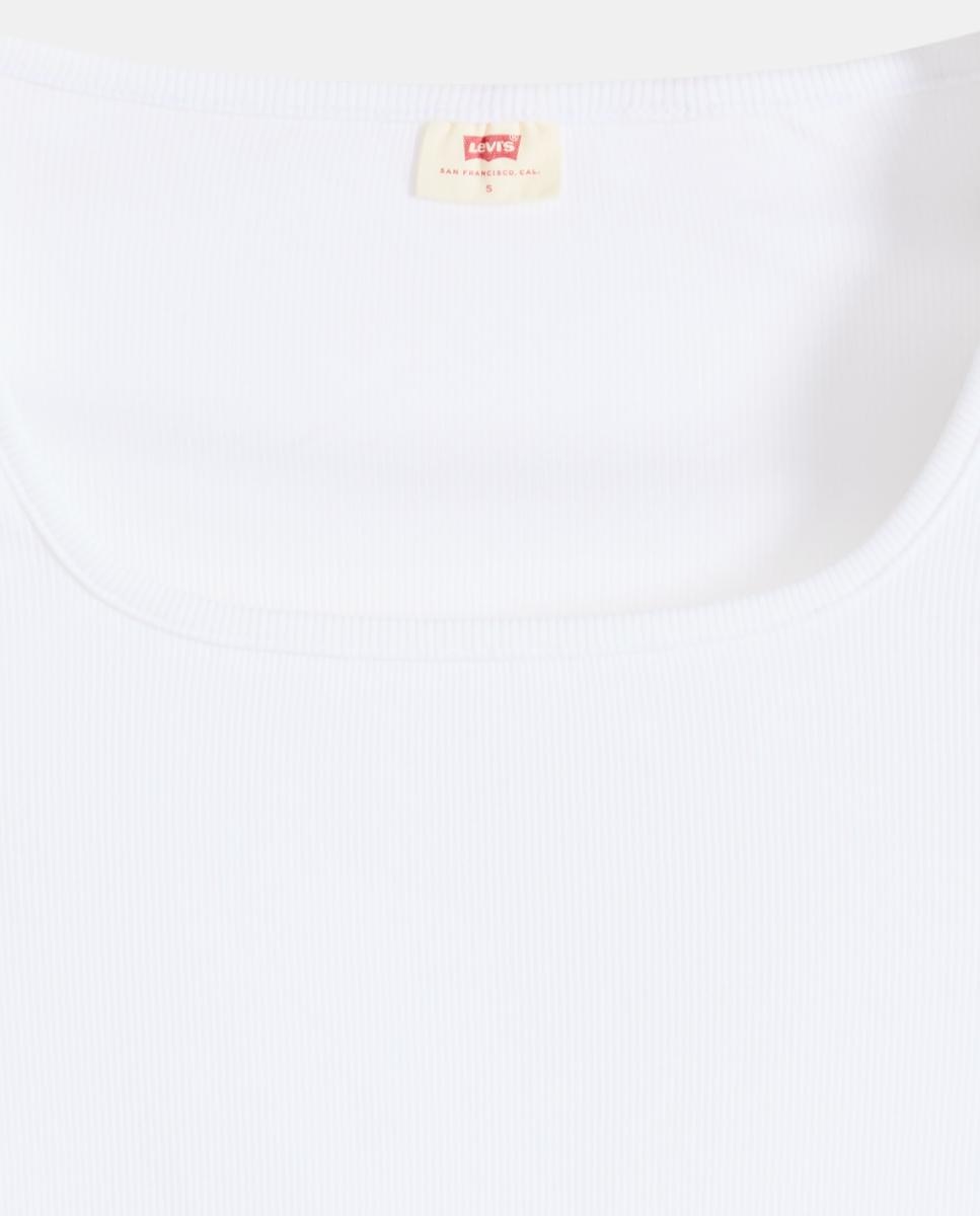 Camisola de Manga Comprida com Decote Quadrado Branco-6